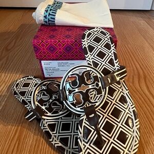 Tory Burch Miller Metal-Logo Sandals – Size 9